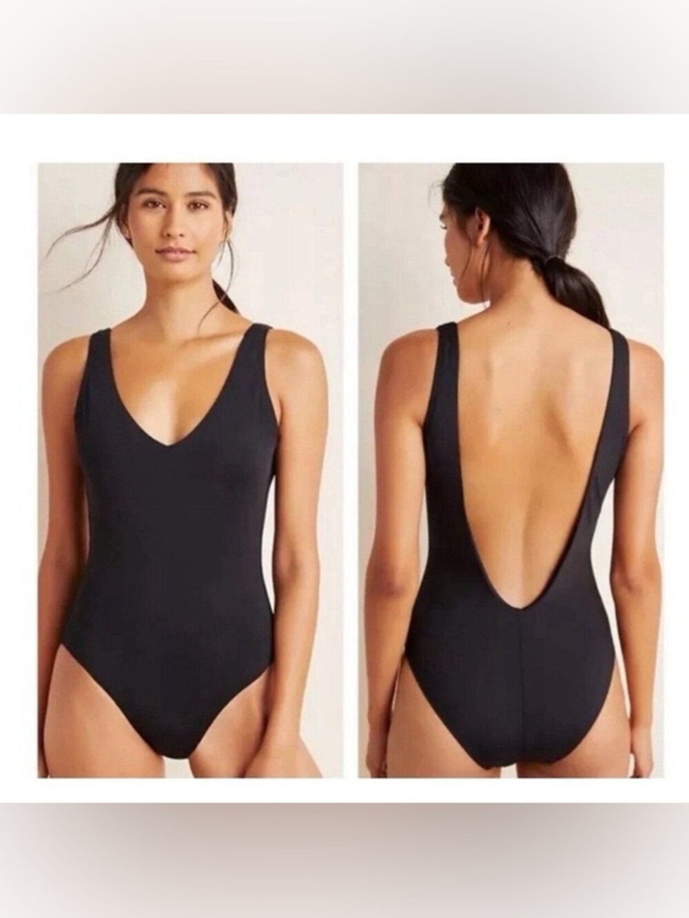 Andie Ibiza Scoop Back One Piece Black Swimsuit Size Small Tall